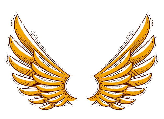 Vleugels vintage lineair ontwerpelement geïsoleerd makkelijk te gebruiken, engel raaf adelaar of valk, vector logo of pictogram of embleem trendy stijl.