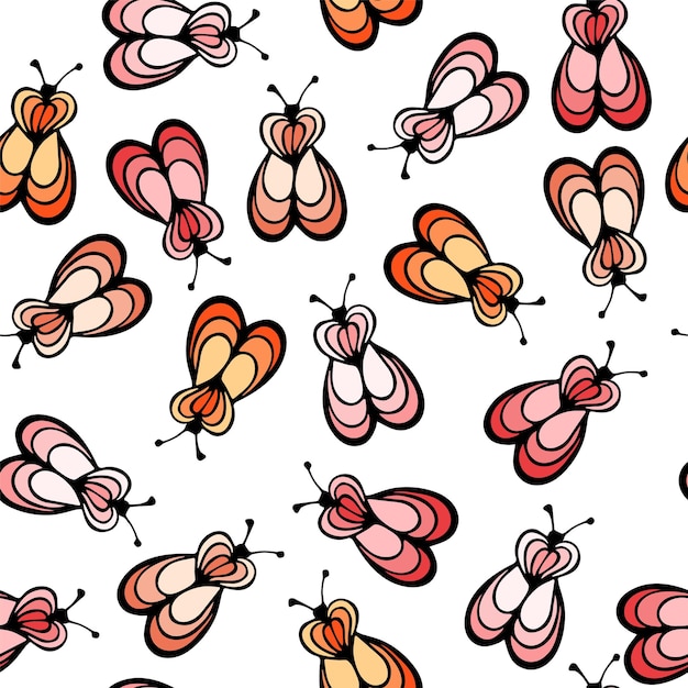 Vlieg insect insect cartoon illustratie vector naadloze patroon