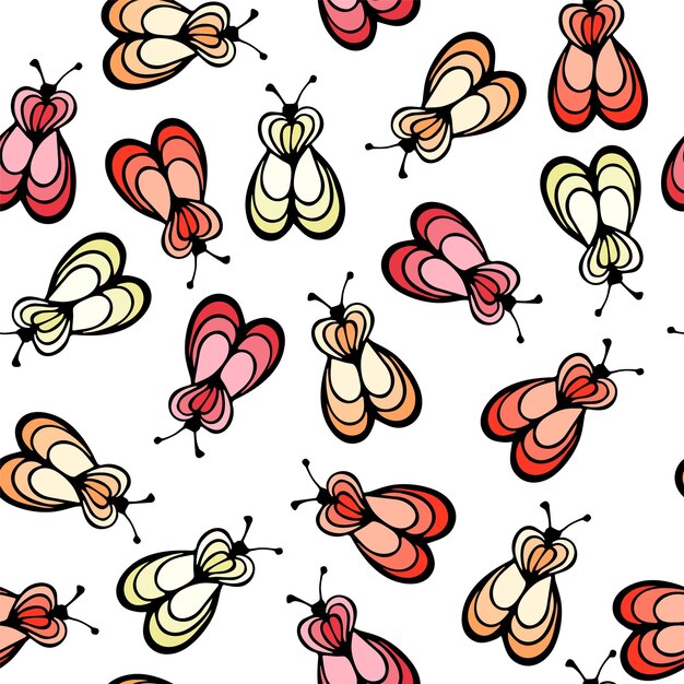 Vlieg insect insect cartoon illustratie vector naadloze patroon