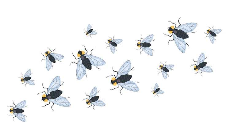 Vector vlieg muggenbeet insect ongedierte abstracte banner concept grafisch ontwerp illustratie