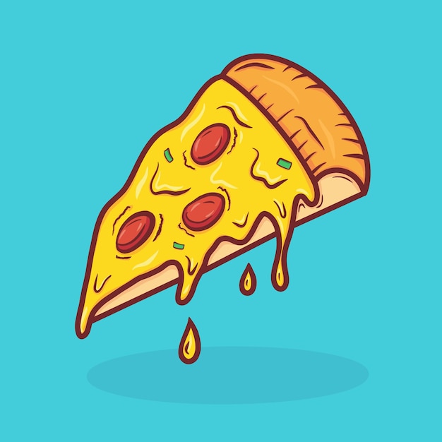 Vliegend stuk pizza vector illustratie fastfood concept geïsoleerd