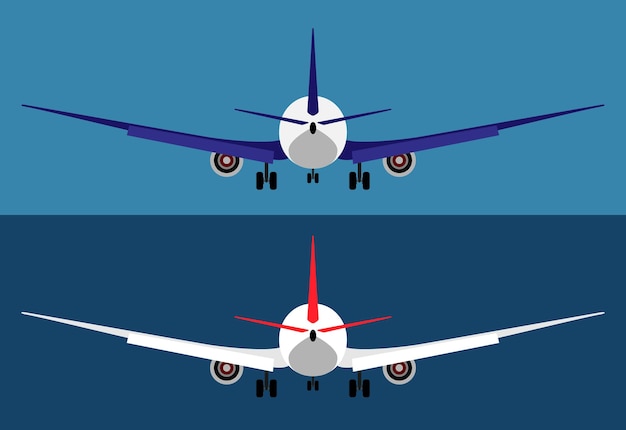 Vliegend vliegtuig geïsoleerd passagiersvliegtuig achteraanzicht Flat vector illustratie