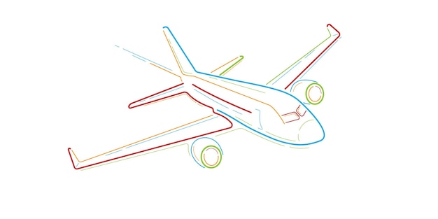 Vector vliegend vliegtuigvliegtuiglijntekeningluchtvluchtenvakantiebanner