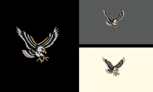 Vliegende adelaar vector illustratie tatoeage ontwerp