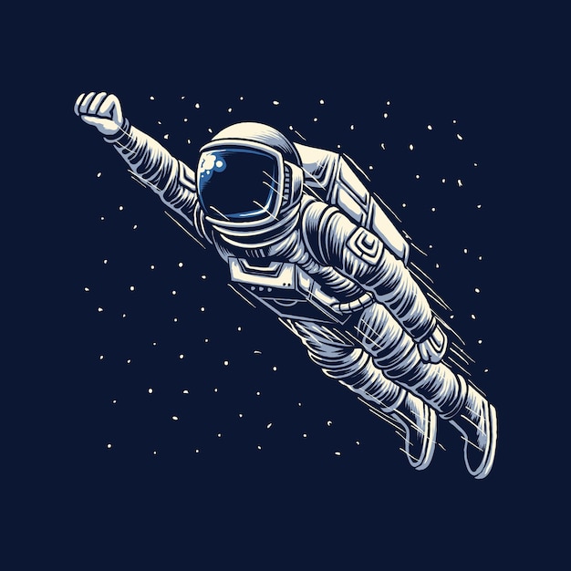 Vliegende astronaut galaxy vectorillustratie