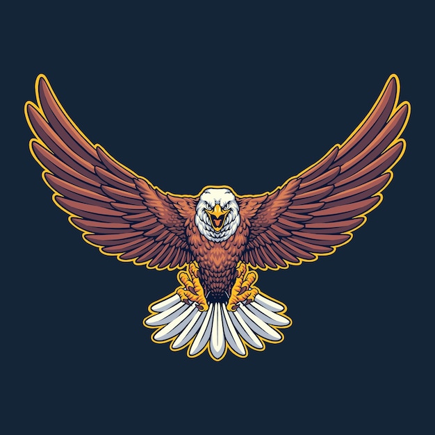 Vliegende bald eagle karakter illustratie