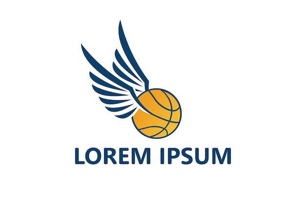 Vliegende basketbal logo sjabloon ontwerp vector