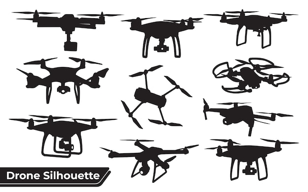 Vliegende drone silhouet vector