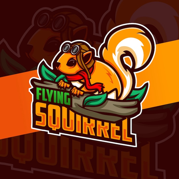 Vliegende eekhoorn mascotte logo ontwerp