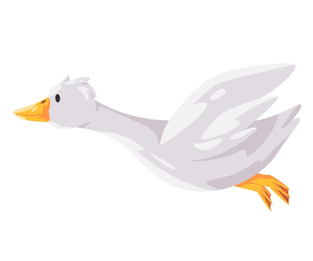 Vliegende gans witte zwaan in cartoon vector illustratie