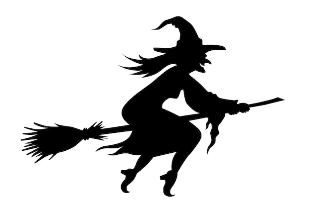 Vliegende heks silhouet Halloween sticker Cartoon afbeelding