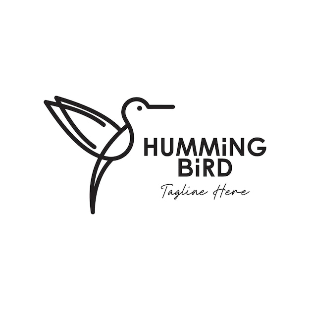 vliegende kolibrie in eenvoudig minimalistisch logo-ontwerp in monoline-stijl