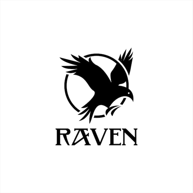 Vliegende kraai logo ontwerp raven vector