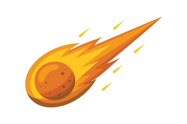 Vliegende meteoor platte vector illustratie op witte achtergrond