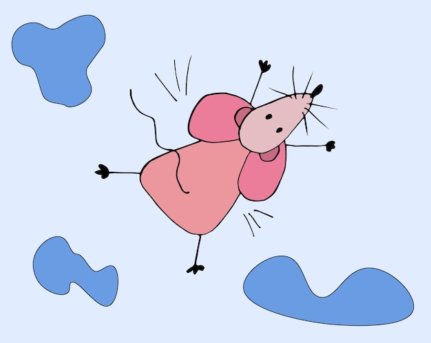 Vliegende muis roze vector Romantisch dier liefdesverhaal en gelukkige vectorillustratie