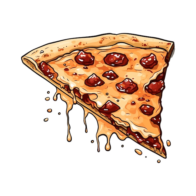 Vliegende plak pizza cartoon vectorillustratie