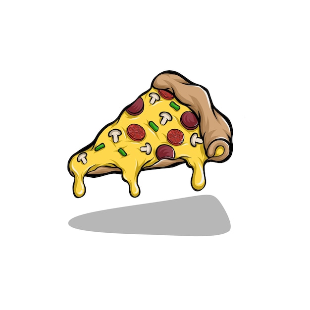 Vliegende plak van smakelijke pizza hand getrokken vectorillustratie fastfood concept geïsoleerde vector