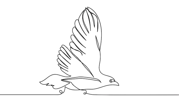 Vliegende vogel doorlopende lijntekening