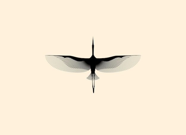 Vliegende vogel ooievaar silhouet logo of pictogram ontwerpsjabloon geïsoleerd op een witte achtergrond