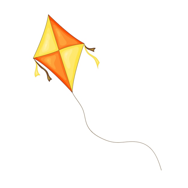 Vlieger van verschillende kleuren in cartoon stijl geïsoleerd op een witte achtergrond.