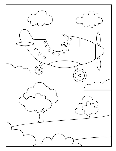 Vliegtuig kleurplaat voor kinderen