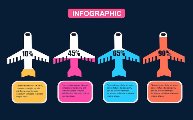 Vliegtuig luchtvaart infographic met vullingspercentage Transport Infographic Elements