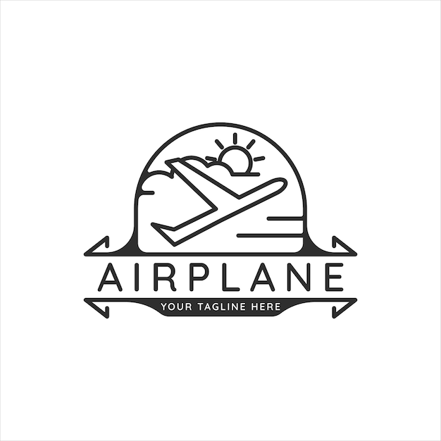 vliegtuig reizen logo lijn kunst vector illustratie sjabloon pictogram grafisch ontwerp vliegtuig symbool met ba