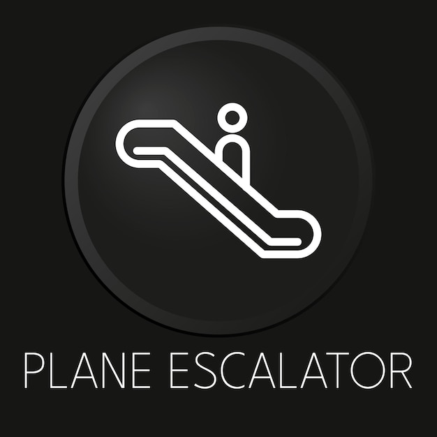 Vliegtuig roltrap minimaal vector lijn pictogram op 3D knop geïsoleerd op zwarte achtergrond Premium Vector