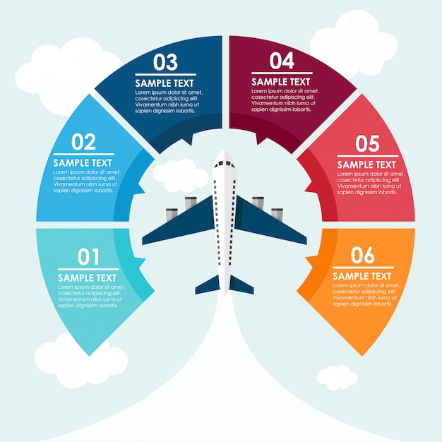 Vliegtuigcirkel infographic in de hemel