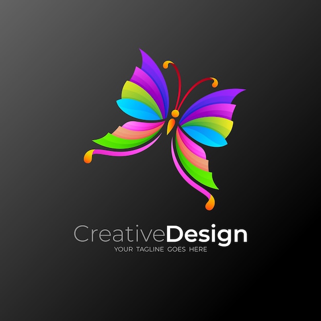 Vlinder, abstract logo met kleurrijk logo