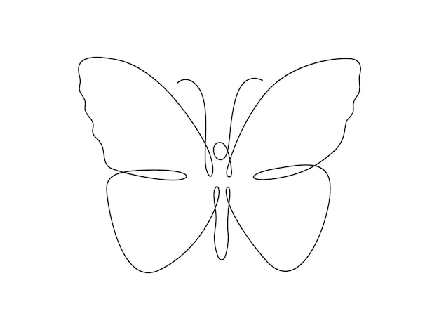 Vlinder continue een lijn tekenen vector illustratie premium vector
