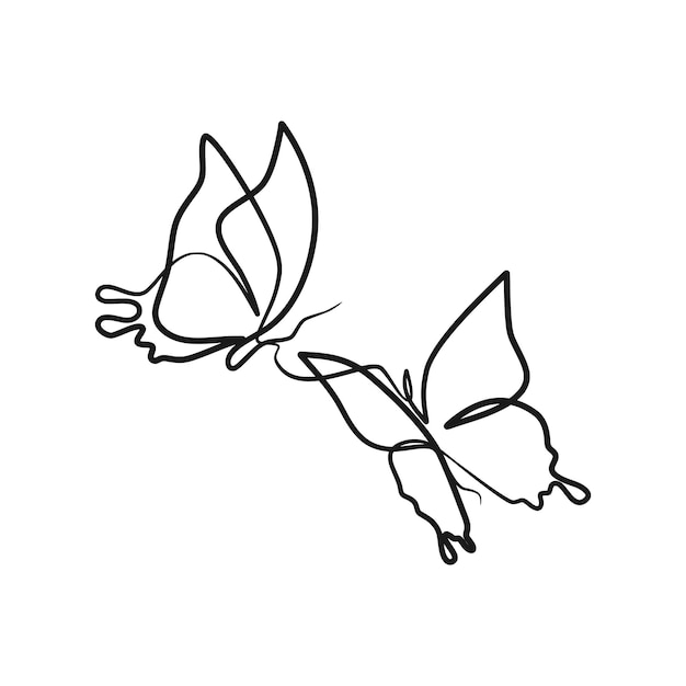 Vlinder doorlopende tekening met één lijntekening