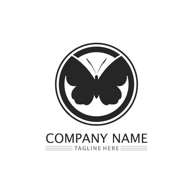 Vlinder en schoonheid logo ontwerp dierlijk insect conceptuele eenvoudige Vector en illustrationxA