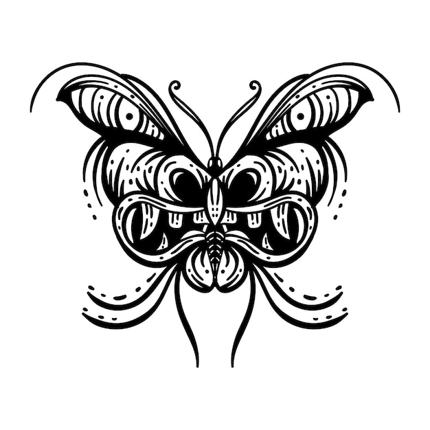 Vlinder Line Art Tattoo Illustratie