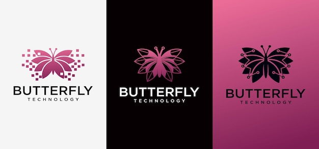 Vlinder logo vlinder lijn symbool abstracte geometrische pixel stijl vlinder technologie