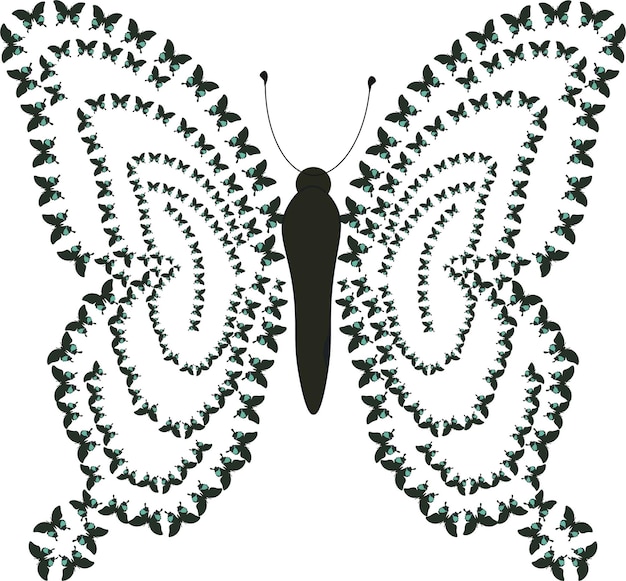 Vlinder papilio bestaande uit vele kleine vlinders, vlinder geschilderd door vlinders. Ontwerp