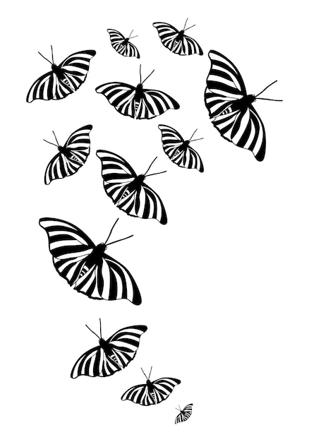 Vlinder silhouet Clipart vector geïsoleerd op witte achtergrond