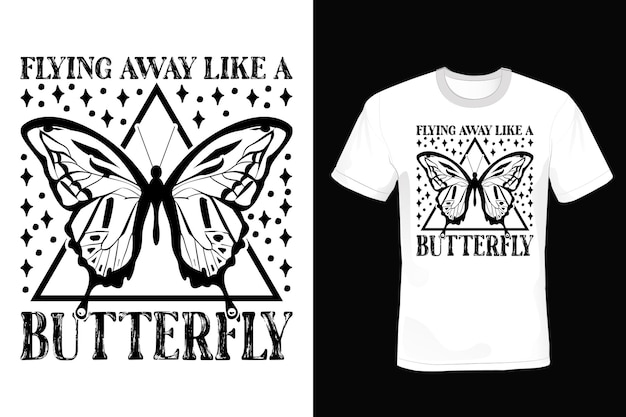 Vlinder T-shirt ontwerp typografie vintage