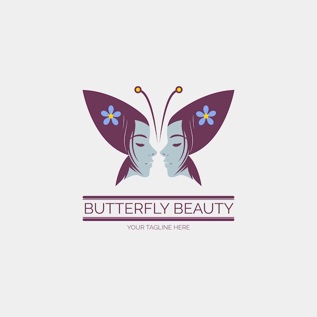vlinder vrouw gezicht schoonheidssalon spa logo sjabloonontwerp voor merk of bedrijf en andere