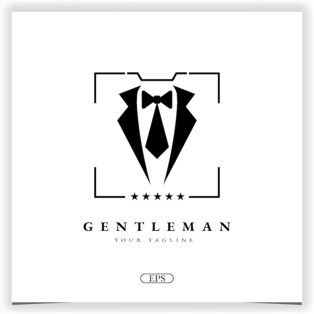 Vlinderdas smoking pak gentleman mode kleermaker kleding vintage klassiek logo premium elegante sjabloon vector eps 10