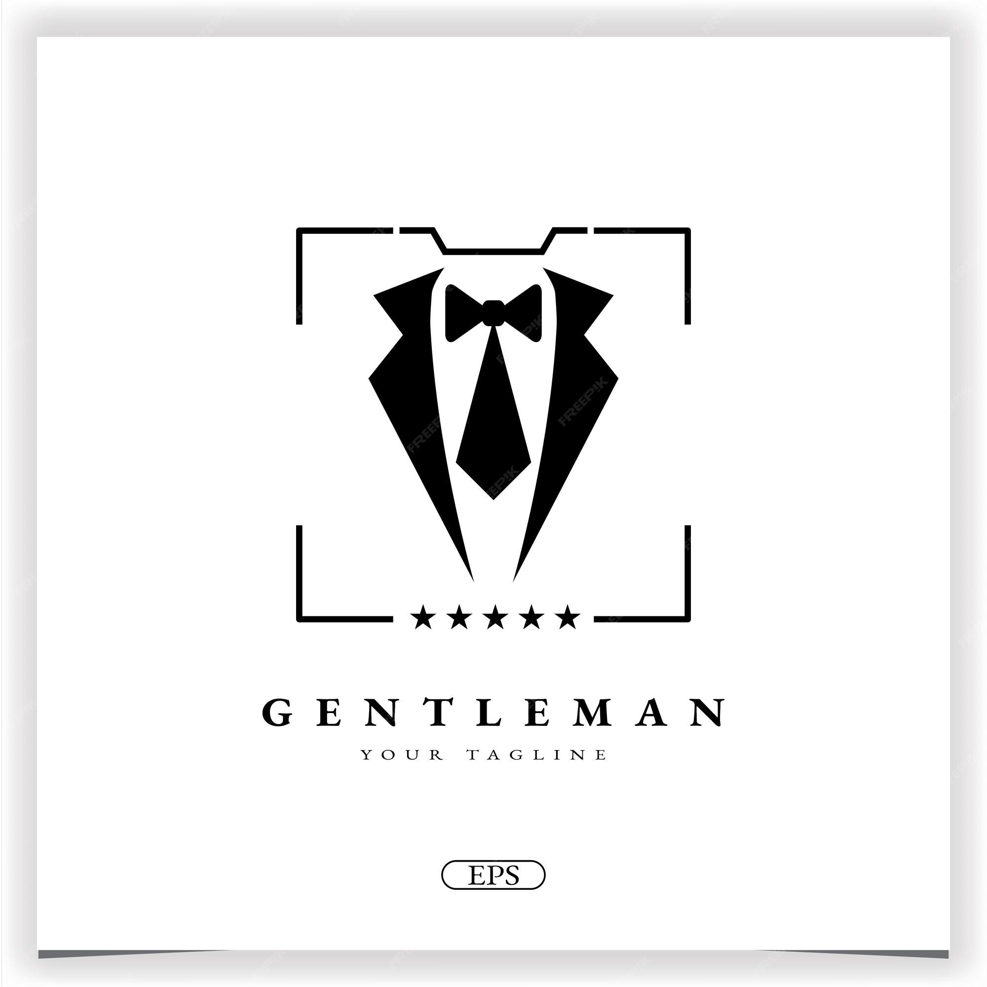 Vlinderdas smoking pak gentleman mode kleermaker kleding vintage logo premium elegante sjabloon vector eps 10 | Premium Vector