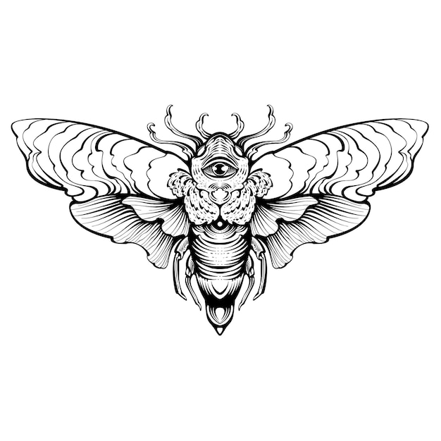 Vector vlinderillustratie sluitingspagina zwart en wit