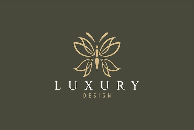 Vlinderlogo met eenvoudige luxe ontwerpstijl