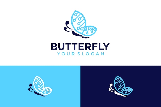 vlinderlogo-ontwerp met technologie en vliegen