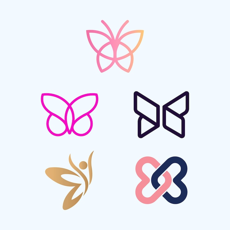 Vector vlinderlogo's 1 collectie symboolontwerpen voor bedrijven