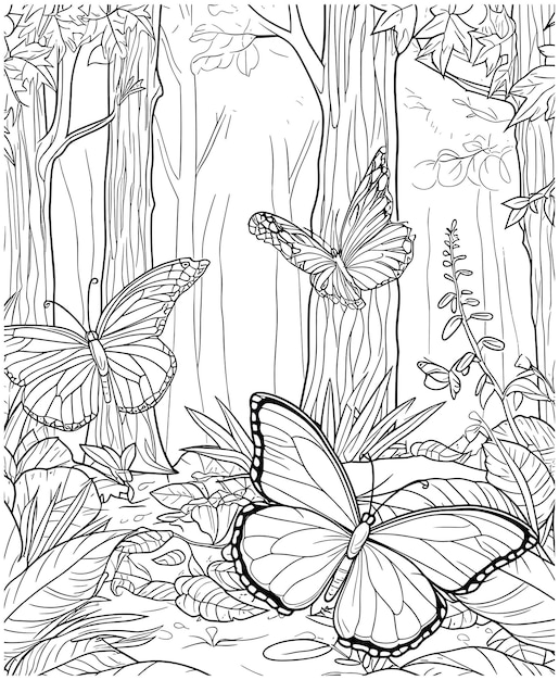 Vector vlinders te kleuren pagina lijn kunst