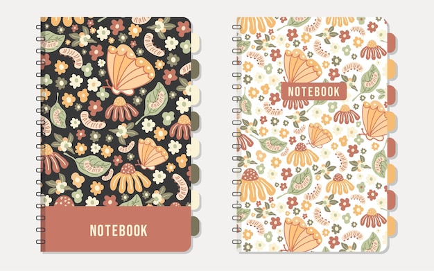 Vlindertuin notebook cover collectie naadloos vlindertuinpatroon