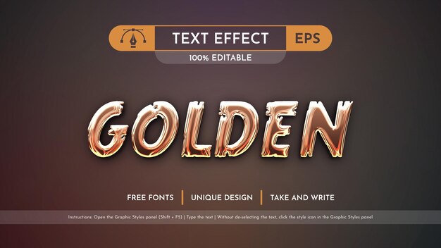 Vloeibaar goud bewerkbare teksteffect lettertypestijl