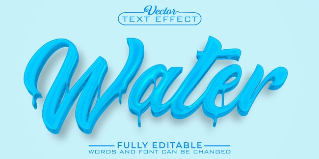 Vloeibaar water Vector bewerkbare teksteffectsjabloon