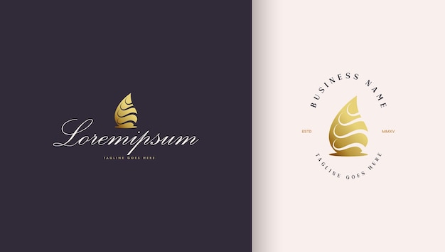 Vloeibaar waterlogo met klassiek lettertype en luxe gouden kleur